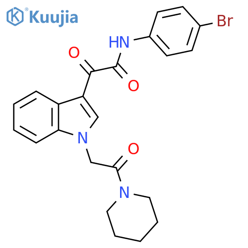 N-(4-bromophenyl)-2-oxo-2-{1-2-oxo-2-(piperidin-1-yl)ethyl-1H-indol-3-yl}acetamide structure