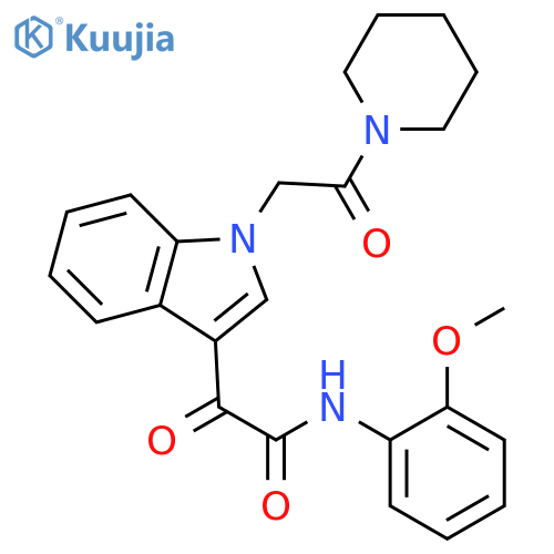 N-(2-methoxyphenyl)-2-oxo-2-{1-2-oxo-2-(piperidin-1-yl)ethyl-1H-indol-3-yl}acetamide structure
