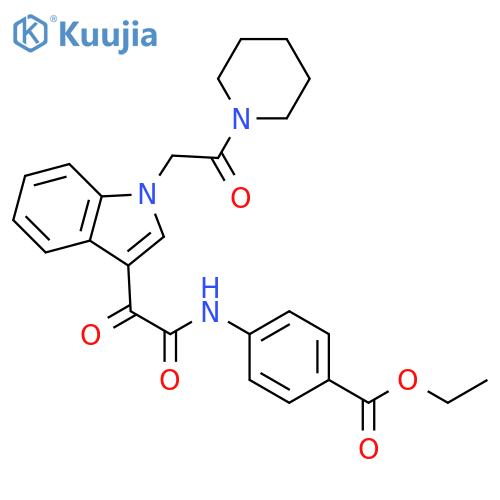 ethyl 4-(2-oxo-2-{1-2-oxo-2-(piperidin-1-yl)ethyl-1H-indol-3-yl}acetamido)benzoate structure