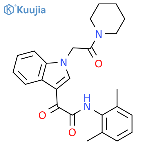 N-(2,6-dimethylphenyl)-2-oxo-2-{1-2-oxo-2-(piperidin-1-yl)ethyl-1H-indol-3-yl}acetamide structure