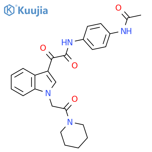 N-(4-acetamidophenyl)-2-oxo-2-{1-2-oxo-2-(piperidin-1-yl)ethyl-1H-indol-3-yl}acetamide structure