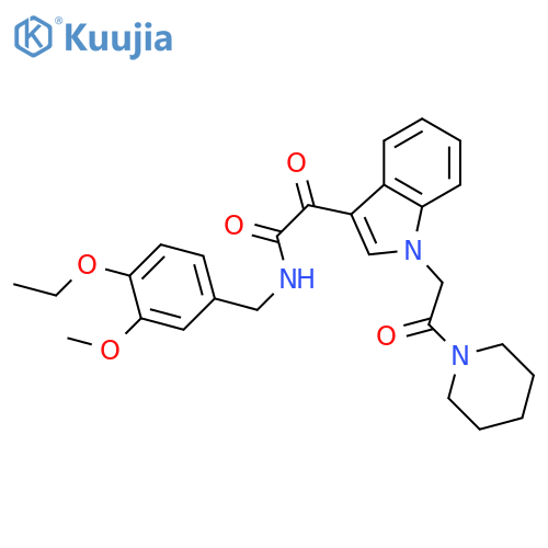 N-(4-ethoxy-3-methoxyphenyl)methyl-2-oxo-2-{1-2-oxo-2-(piperidin-1-yl)ethyl-1H-indol-3-yl}acetamide structure