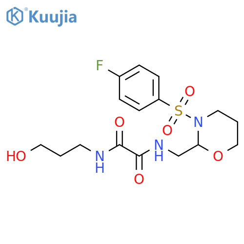 N'-{3-(4-fluorobenzenesulfonyl)-1,3-oxazinan-2-ylmethyl}-N-(3-hydroxypropyl)ethanediamide structure