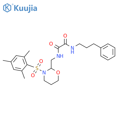 N'-(3-phenylpropyl)-N-{3-(2,4,6-trimethylbenzenesulfonyl)-1,3-oxazinan-2-ylmethyl}ethanediamide structure