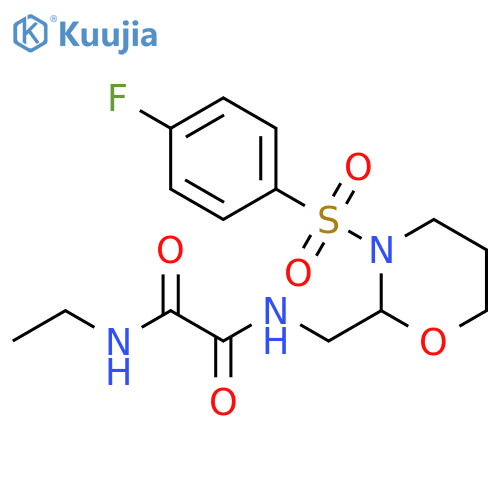 N-ethyl-N'-{3-(4-fluorobenzenesulfonyl)-1,3-oxazinan-2-ylmethyl}ethanediamide structure