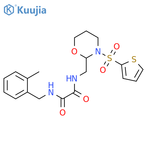 N'-(2-methylphenyl)methyl-N-{3-(thiophene-2-sulfonyl)-1,3-oxazinan-2-ylmethyl}ethanediamide structure