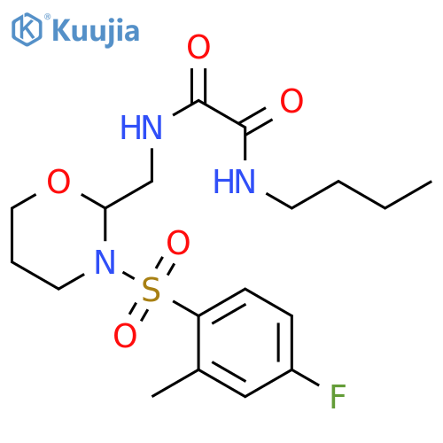 N-butyl-N'-{3-(4-fluoro-2-methylbenzenesulfonyl)-1,3-oxazinan-2-ylmethyl}ethanediamide structure