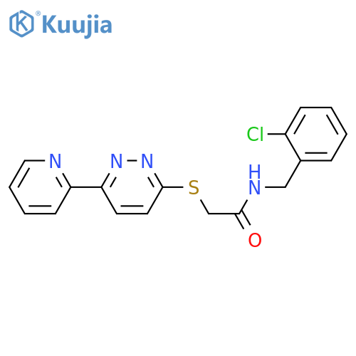 N-(2-chlorophenyl)methyl-2-{6-(pyridin-2-yl)pyridazin-3-ylsulfanyl}acetamide structure