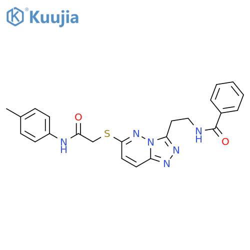 N-{2-6-({(4-methylphenyl)carbamoylmethyl}sulfanyl)-1,2,4triazolo4,3-bpyridazin-3-ylethyl}benzamide structure