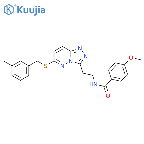 4-methoxy-N-2-(6-{(3-methylphenyl)methylsulfanyl}-1,2,4triazolo4,3-bpyridazin-3-yl)ethylbenzamide structure