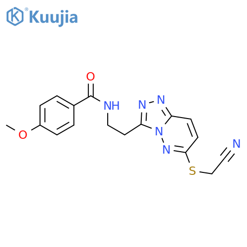 N-(2-{6-(cyanomethyl)sulfanyl-1,2,4triazolo4,3-bpyridazin-3-yl}ethyl)-4-methoxybenzamide structure