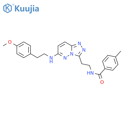 N-2-(6-{2-(4-methoxyphenyl)ethylamino}-1,2,4triazolo4,3-bpyridazin-3-yl)ethyl-4-methylbenzamide structure