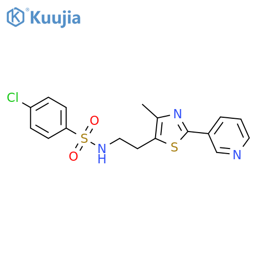 4-chloro-N-{2-4-methyl-2-(pyridin-3-yl)-1,3-thiazol-5-ylethyl}benzene-1-sulfonamide structure