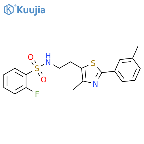 2-fluoro-N-{2-4-methyl-2-(3-methylphenyl)-1,3-thiazol-5-ylethyl}benzene-1-sulfonamide structure