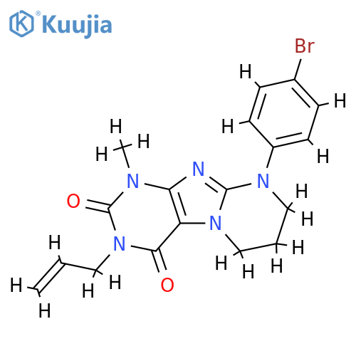 9-(4-bromophenyl)-1-methyl-3-(prop-2-en-1-yl)-1H,2H,3H,4H,6H,7H,8H,9H-pyrimido1,2-gpurine-2,4-dione structure