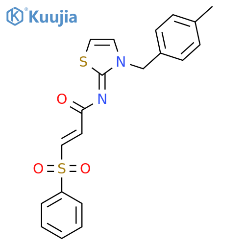 3-(benzenesulfonyl)-N-{3-[(4-methylphenyl)methyl]-2,3-dihydro-1,3-thiazol-2-ylidene}prop-2-enamide structure