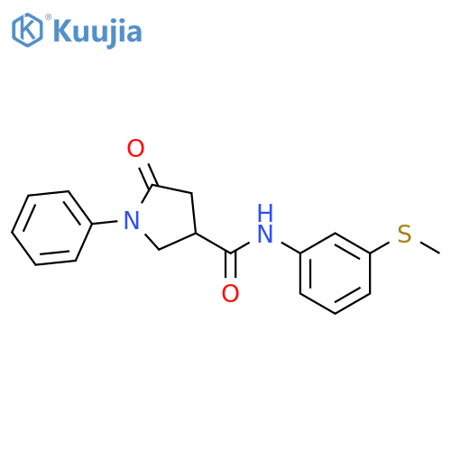 N-3-(methylsulfanyl)phenyl-5-oxo-1-phenylpyrrolidine-3-carboxamide structure