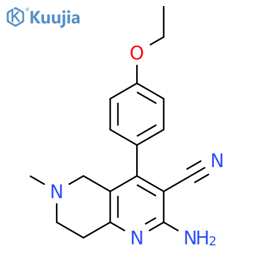 2-amino-4-(4-ethoxyphenyl)-6-methyl-5,6,7,8-tetrahydro-1,6-naphthyridine-3-carbonitrile structure