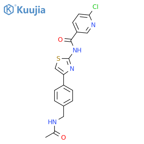 6-chloro-N-{4-[4-(acetamidomethyl)phenyl]-1,3-thiazol-2-yl}pyridine-3-carboxamide structure