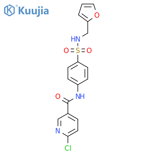 6-chloro-N-[4-(furan-2-ylmethylsulfamoyl)phenyl]pyridine-3-carboxamide structure