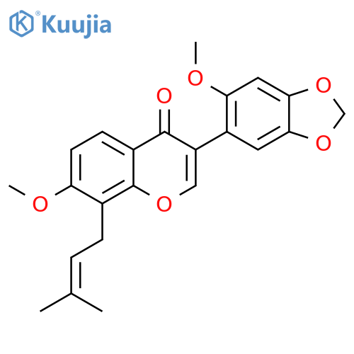 4H-1-Benzopyran-4-one,7-methoxy-3-(6-methoxy-1,3-benzodioxol-5-yl)-8-(3-methyl-2-butenyl)- structure