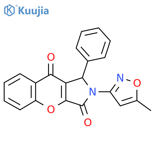 2-(5-methyl-1,2-oxazol-3-yl)-1-phenyl-1H,2H,3H,9H-chromeno2,3-cpyrrole-3,9-dione structure
