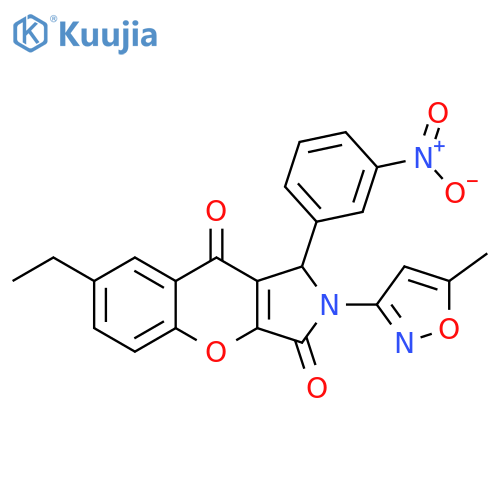 7-ethyl-2-(5-methyl-1,2-oxazol-3-yl)-1-(3-nitrophenyl)-1H,2H,3H,9H-chromeno2,3-cpyrrole-3,9-dione structure