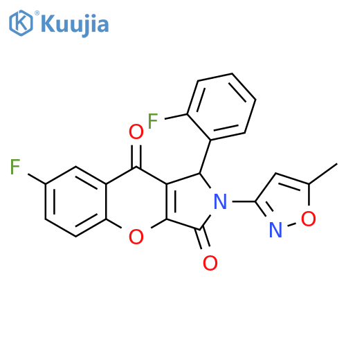 7-fluoro-1-(2-fluorophenyl)-2-(5-methyl-1,2-oxazol-3-yl)-1H,2H,3H,9H-chromeno2,3-cpyrrole-3,9-dione structure