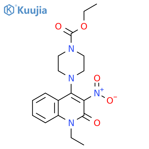 ethyl 4-(1-ethyl-3-nitro-2-oxo-1,2-dihydroquinolin-4-yl)piperazine-1-carboxylate structure