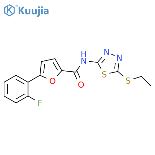 N-5-(ethylsulfanyl)-1,3,4-thiadiazol-2-yl-5-(2-fluorophenyl)furan-2-carboxamide structure