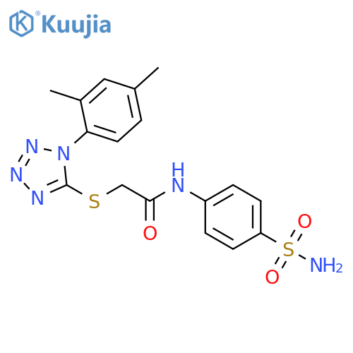 2-{1-(2,4-dimethylphenyl)-1H-1,2,3,4-tetrazol-5-ylsulfanyl}-N-(4-sulfamoylphenyl)acetamide structure