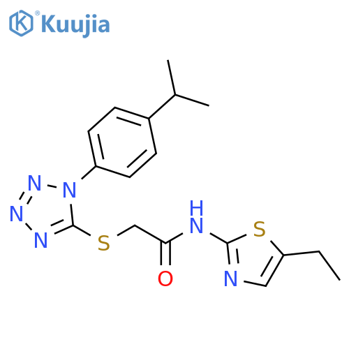 N-(5-ethyl-1,3-thiazol-2-yl)-2-({1-4-(propan-2-yl)phenyl-1H-1,2,3,4-tetrazol-5-yl}sulfanyl)acetamide structure