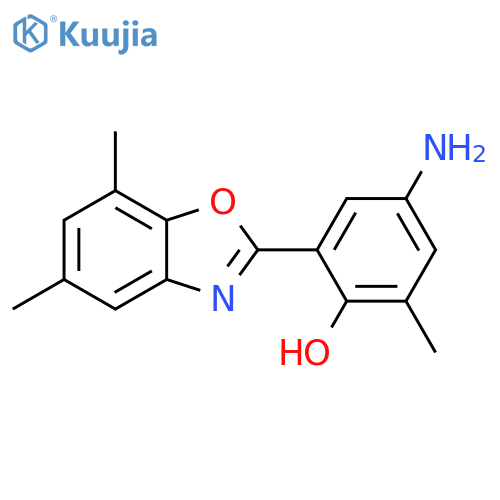4-amino-2-(5,7-dimethyl-1,3-benzoxazol-2-yl)-6-methylphenol structure