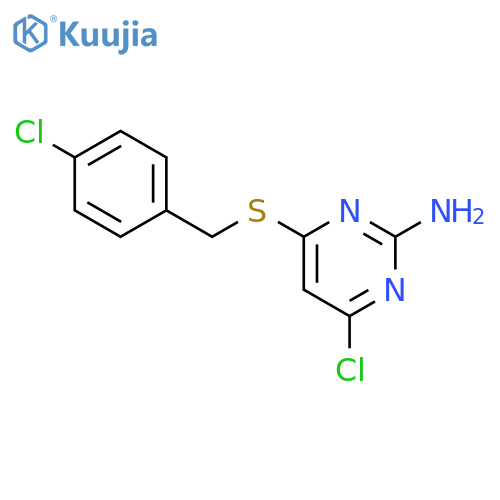 4-chloro-6-{[(4-chlorophenyl)methyl]sulfanyl}pyrimidin-2-amine structure
