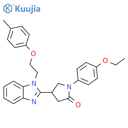 1-(4-ethoxyphenyl)-4-{1-2-(4-methylphenoxy)ethyl-1H-1,3-benzodiazol-2-yl}pyrrolidin-2-one structure