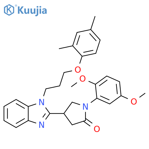 1-(2,5-dimethoxyphenyl)-4-{1-3-(2,4-dimethylphenoxy)propyl-1H-1,3-benzodiazol-2-yl}pyrrolidin-2-one structure