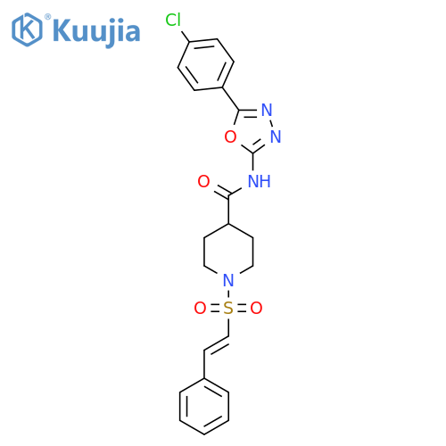 N-[5-(4-chlorophenyl)-1,3,4-oxadiazol-2-yl]-1-(2-phenylethenesulfonyl)piperidine-4-carboxamide structure