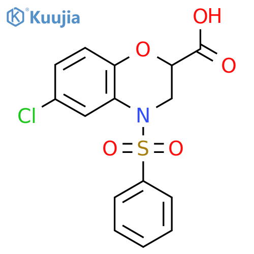 6-Chloro-4-(phenylsulfonyl)-3,4-dihydro-2H-1,4-benzoxazine-2-carboxylic acid structure