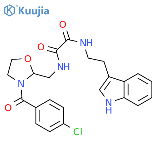 N'-{3-(4-chlorobenzoyl)-1,3-oxazolidin-2-ylmethyl}-N-2-(1H-indol-3-yl)ethylethanediamide structure