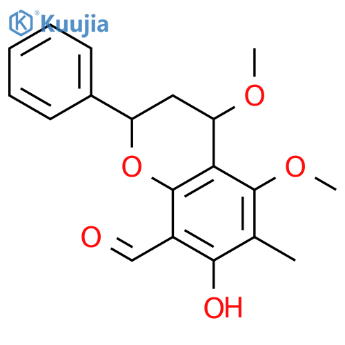 2H-1-Benzopyran-8-carboxaldehyde,3,4-dihydro-7-hydroxy-4,5-dimethoxy-6-methyl-2-phenyl-, (2R,4S)- structure