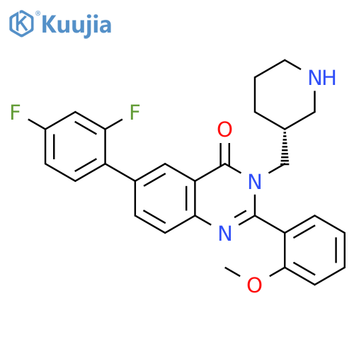 4(3H)-Quinazolinone,6-(2,4-difluorophenyl)-2-(2-methoxyphenyl)-3-[(3R)-3-piperidinylmethyl]- structure
