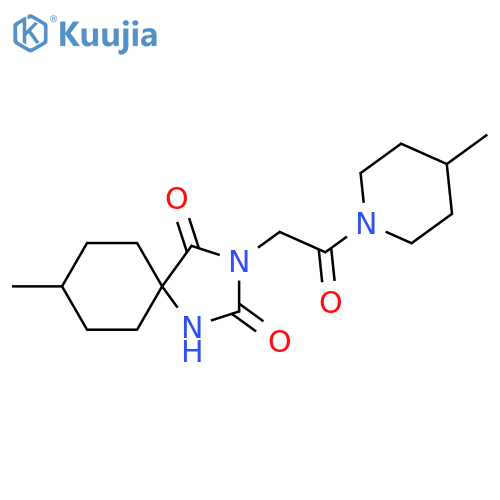 8-Methyl-3-[2-(4-methylpiperidin-1-yl)-2-oxoethyl]-1,3-diazaspiro[4.5]decane-2,4-dione structure