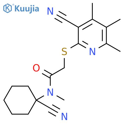 2-[(3-cyano-4,5,6-trimethylpyridin-2-yl)sulfanyl]-N-(1-cyanocyclohexyl)-N-methylacetamide structure
