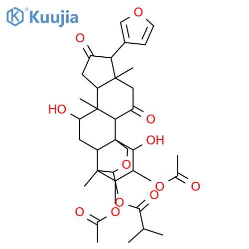 2,3-bis(acetyloxy)-17-(furan-3-yl)-1,7-dihydroxy-4,8,13-trimethyl-11,16-dioxohexadecahydro-4,10-(methanooxymethano)cyclopenta[a]phenanthren-20-yl 2-methylpropanoate structure