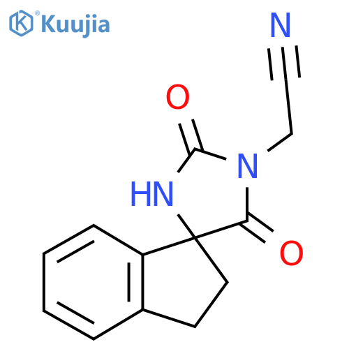2-{2,5-dioxo-2',3'-dihydrospiroimidazolidine-4,1'-indene-1-yl}acetonitrile structure
