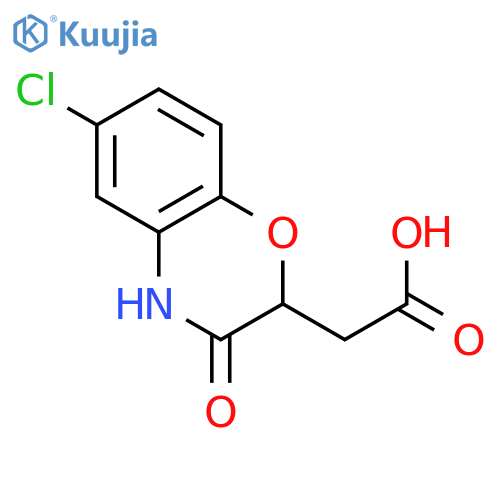 2-(6-chloro-3-oxo-3,4-dihydro-2H-1,4-benzoxazin-2-yl)acetic acid structure