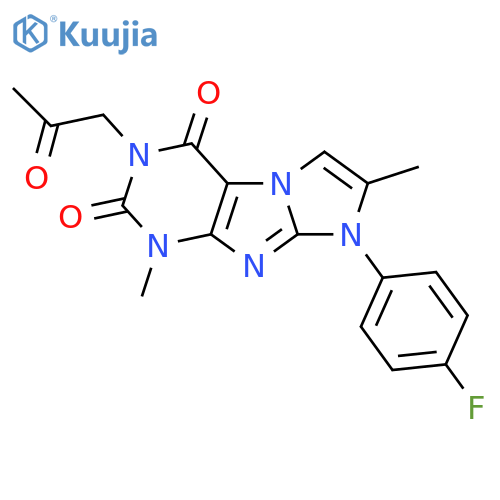 8-(4-fluorophenyl)-1,7-dimethyl-3-(2-oxopropyl)-1H,2H,3H,4H,8H-imidazo1,2-gpurine-2,4-dione structure