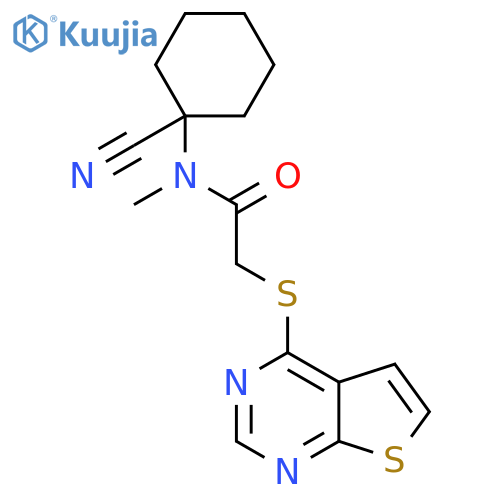 N-(1-cyanocyclohexyl)-N-methyl-2-{thieno[2,3-d]pyrimidin-4-ylsulfanyl}acetamide structure