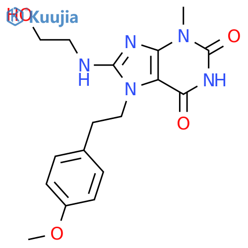 8-(2-hydroxyethyl)amino-7-2-(4-methoxyphenyl)ethyl-3-methyl-2,3,6,7-tetrahydro-1H-purine-2,6-dione structure