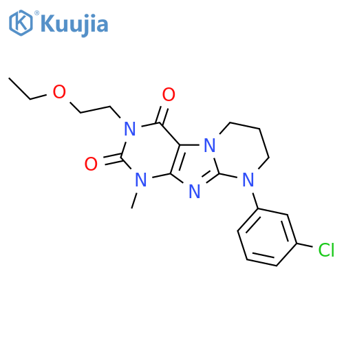 9-(3-chlorophenyl)-3-(2-ethoxyethyl)-1-methyl-1H,2H,3H,4H,6H,7H,8H,9H-pyrimido1,2-gpurine-2,4-dione structure